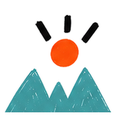 Pictogramme montagnes et soleil, page Agence de communication